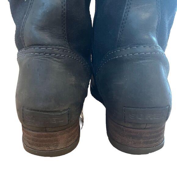 Sorel Moto Biker Boots Major Pull On Buckle Black Leather NL2166-010 Women's 8 - Picture 3 of 9